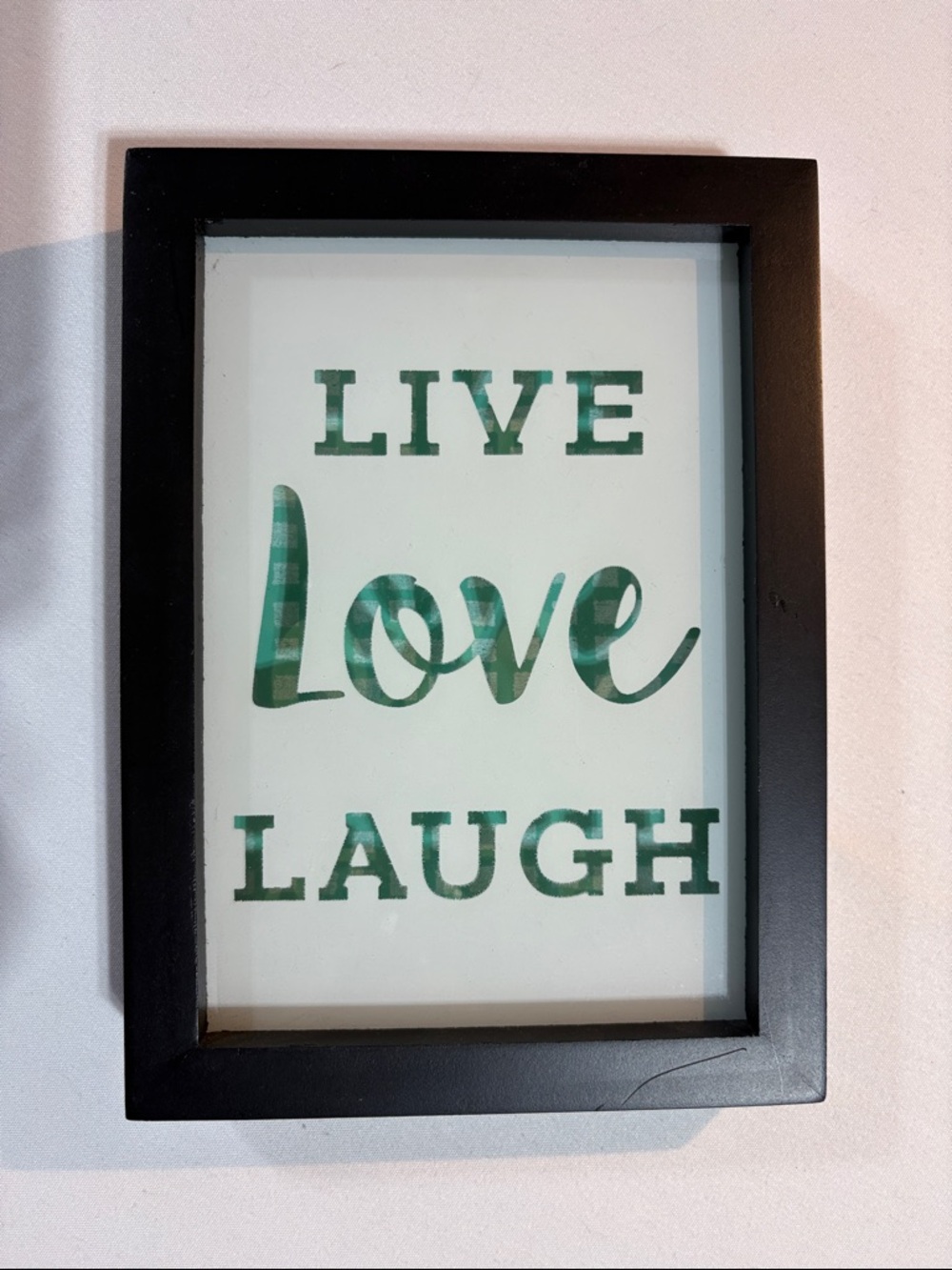 Live Love Laugh Framed Wall Art - Green Typography 7”x 9”x 1 1/4”